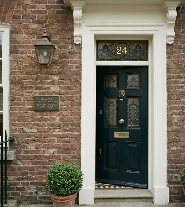 Victorian entrance door fitted in a Grade 2 listed building in London